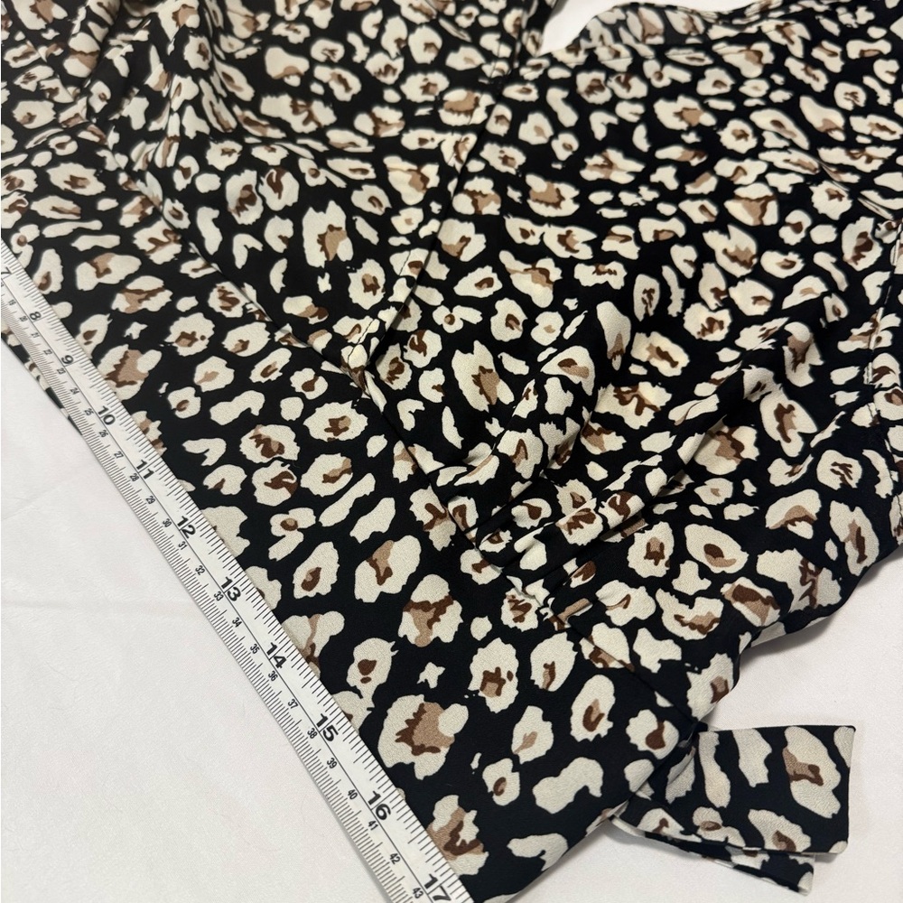 Leopard Print V-Neck Blouse - Black, White & Brown - Picture 6 of 9